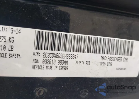 2014 Dodge Charger Se из США, поврежденный, VIN 2C3CDXBG9EH268847